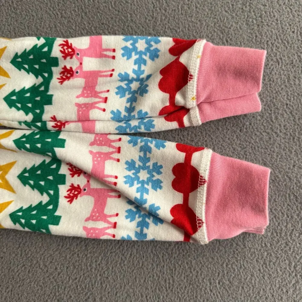 Mini Boden Fair Isle Striped Christmas Holiday Pajama Top Long Sleeve 5Y Pink